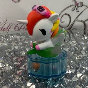 Tokidoki fun in the sun splish splash tube Rainbow Unicorn Figure with Blue Base